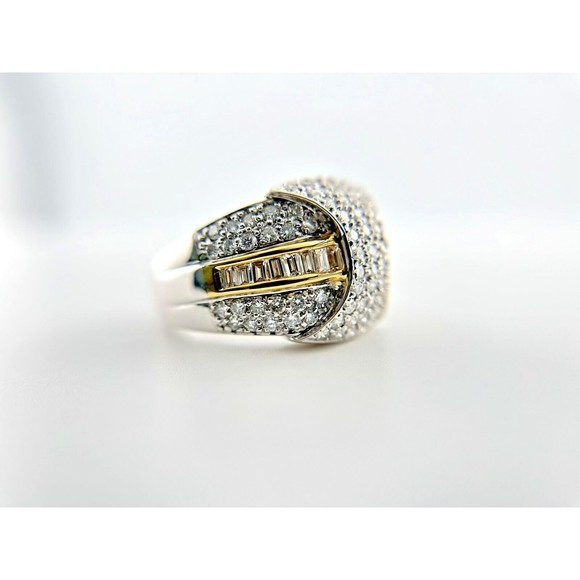 2ctw Baguette & Round Diamond Band Ring in Platinum & 18K Yellow Gold Size 9 - Picture 8 of 14